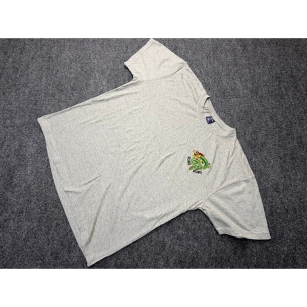 Vintage Hong Kong Dragon Graphic Tee Cotton Gray L